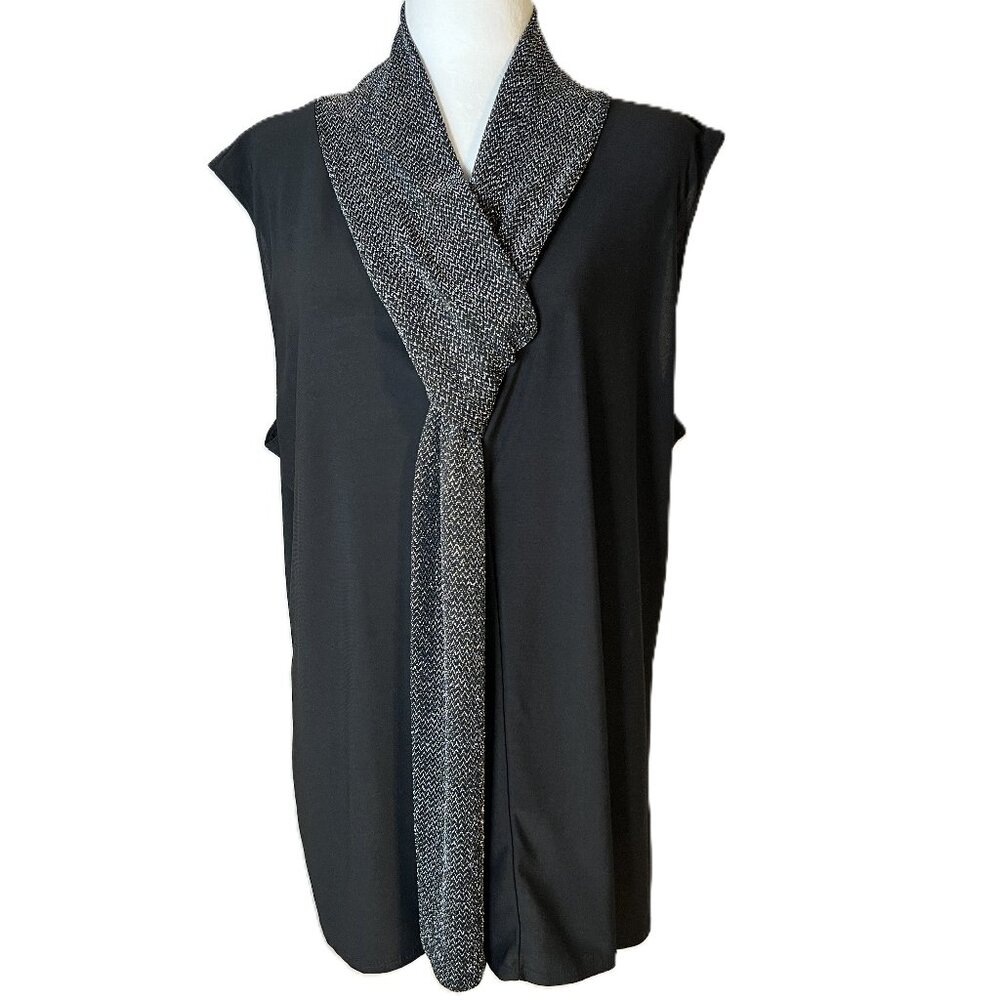 🖤Prospect BLVD 3X Silver & Black Tie-Top: Effortless Elegance & Timeless Style!